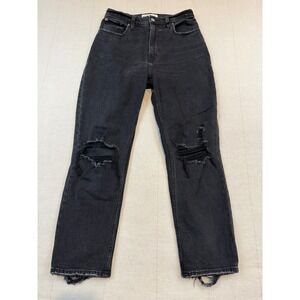 Abercrombie & Fitch | Ankle Straight Jeans Black Distressed | 26/2R Curve Love